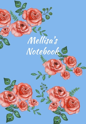 [14002] *Full@ ^Download~ Mellisa's Notebook: Personalized Journal - Garden Flowers Pattern. Red Rose Blooms on Baby Blue Cover. Dot Grid Notebook for Notes, Journaling. Floral Watercolor Design with First Name -  ~ePub#